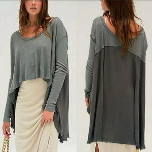 🆕 Free People We The Free TT Special Waffle Knit High/Low Oversized Top